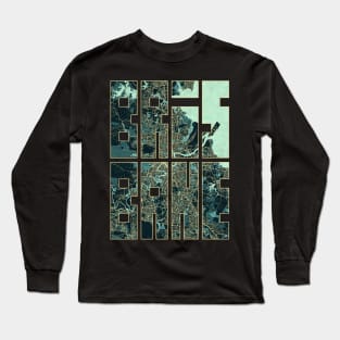 Brisbane, Queensland, Australia City Map Typography - Summer Long Sleeve T-Shirt